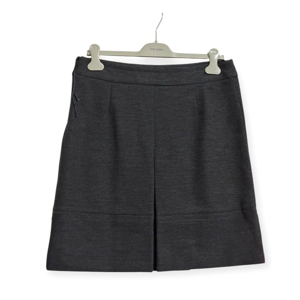 Prada FW2010 Archival Ponte Mini Skirt w/ Box Pleat IT46 Made in Italy